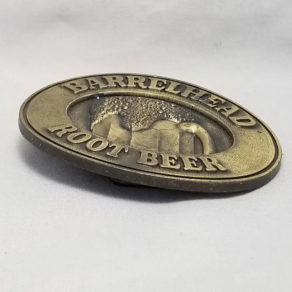 1976 Barrelhead Root‎ Beer Solid Brass Belt Buckle Novelty Adult Collectible